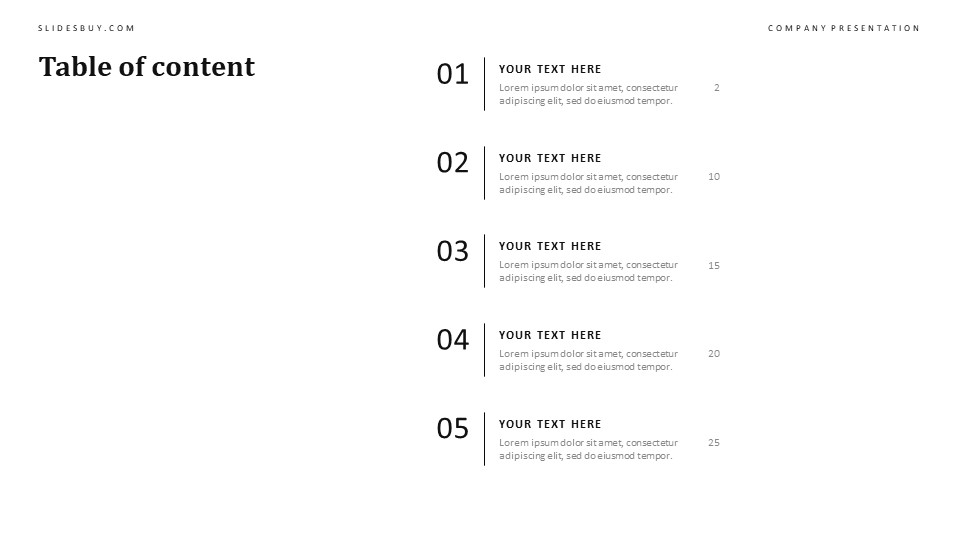 Minimalist Table of Contents PowerPoint Template - S1453