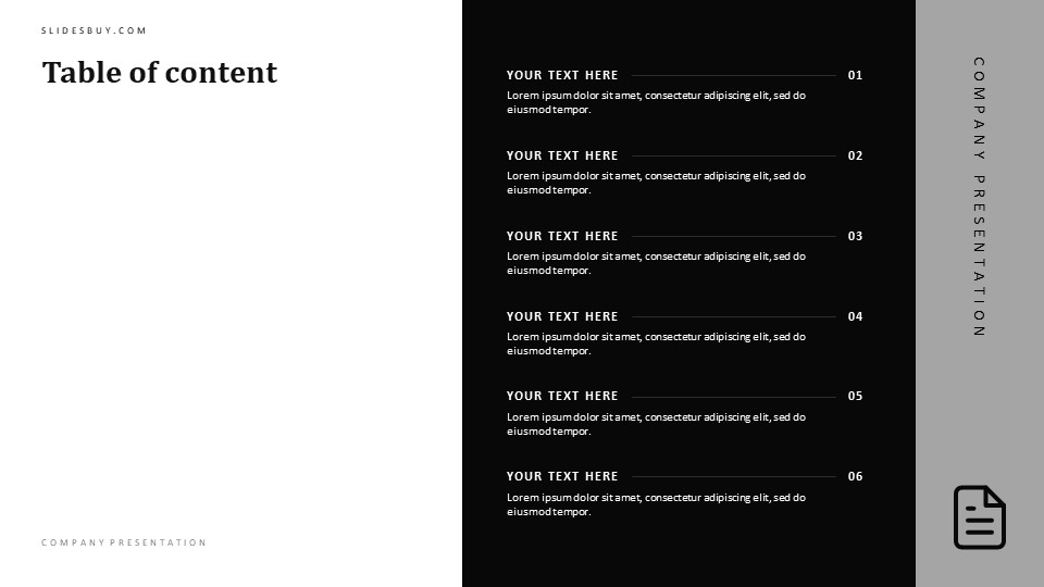 Minimalist Table of Contents PowerPoint Template - S1457